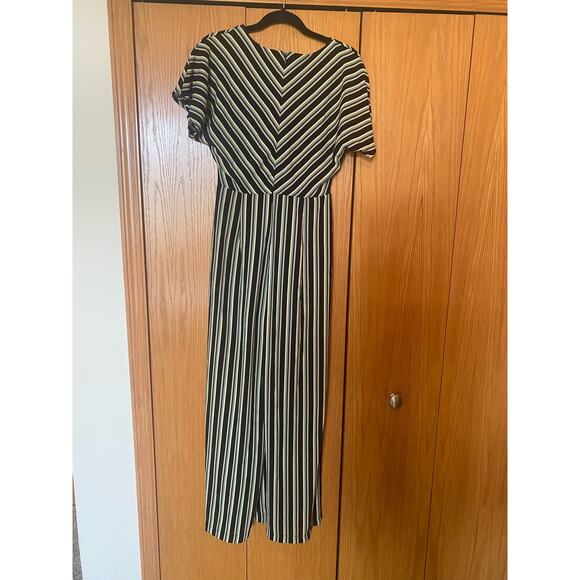 June & Hudson black green yellow striped wide leg jumpsuit - Picture 6 of 8